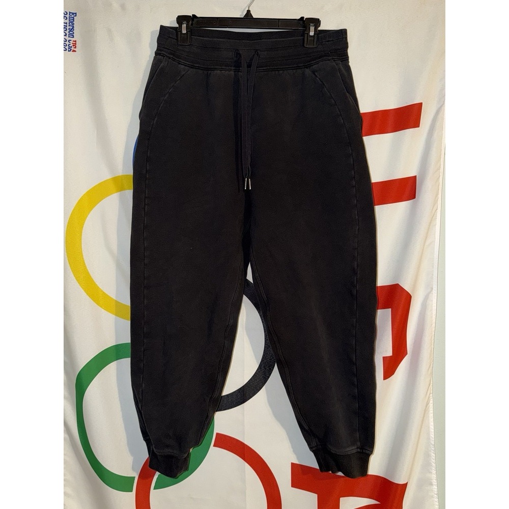 Lululemon Jogger Sweatpants Womens 8 Black Fleece Cuffed Lounge LW5CV9S